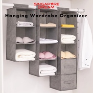 Hanging Wardrobe Organiser - Foldable Closet Clothes Storage Organizer Box Rack Container Bag Drawer