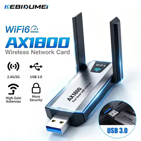 KEBIDUMEI AX1800 WiFi 6 USB 3.0 Dongle Dual Band 2.4G&5GHz Wireless WiFi Adapter Driver Free Network