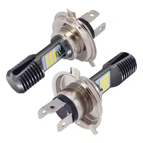 Motorcycle H4 HS1 BA20D P15D Headlight 3030 24MSD LED Light Bulbs Dual Color White Yellow Plug And P