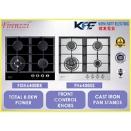 Firenzzi 4 Burner Gas Hob Total 8.0KW Power FGH6408 BK Glass/ FH6408 SS Stainless Steel [ Fast Deliv