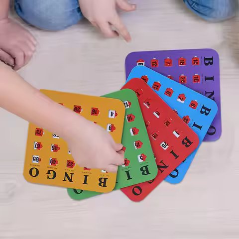 5pcs Bingo Game Card Easy-Read With Sliding Windows Reusable Logical Thinking Ability Game Bingo Boa