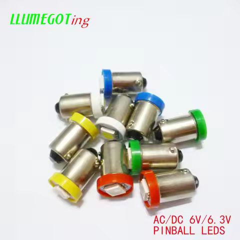 100pcs BA9S T4W #44 #47 Base 1SMD 5050 6.3V AC No Polarity Various Colour Available for Bally Pinbal
