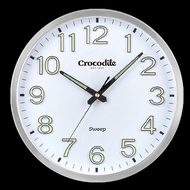 Crocodile 35 x 5.3 depth cm Sweep Movement 3D Numerals Luminous Metal Hands Round Shape Analog Wall 