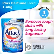 [Bundle Of 4] Attack Perfume Floral Liquid Laundry Detergent Refill 1.4kg