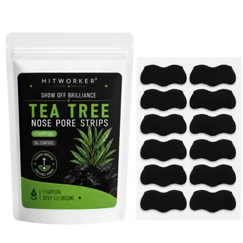 Tea Tree Charcoal Nose Pore Strips, Deep Cleansing Blackhead Remover for Men & Women, Oil Control No