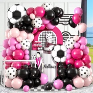 119pcs Pink and Black Football-Themed Balloon Arched Wreath Set Paired with Football-Printed Balloon