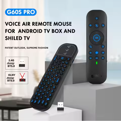 G60S Pro Air Mouse Wireless Voice Remote Control 2.4G Bluetooth Dual Mode IR Learning with Backlit f