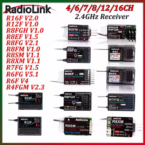 RadioLink RC Receiver R16F R12F R8FGH R8EF R8FG R8FM R8SM R8XM R7FG R6FG R6F R4FGM 2.4G Receiver 4/6