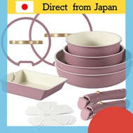 CAROTE 16pcs Cookware Set Non-Stick Pots and Pans Detachable Handle IH Purple Gold Luxe