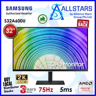 (ALLSTARS : We are Back PROMO) Samsung S32A600 / S32A600UUE 32 inch ViewFinity S6 QHD Monitor Flat / 2,560 x 1,440 / HDR10 , FreeSync , Flicker Free , 75Hz , 5ms (Warranty 3years on-site with Samsung)