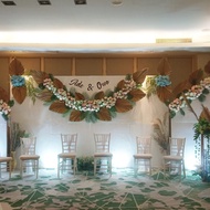 sewa pelaminan, backdrop papan, backdrop akad