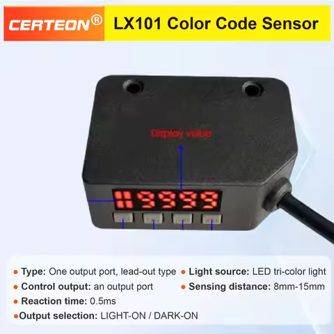 LX-101 LED tricolor color mark sensor high accuracy 8-15MM detect NPN output 12-24VDC industrial pho