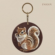 EMJOUR Double-Sided Embroidery Charm-Squirrel | Souvenir Gift Key Ring Bag Accessories Decoration