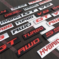 Tainan 3D Stereo AWD Word Mark Sticker TURBO Turbocharged Tail HYBRID Power Car V6 V8 Displacement G