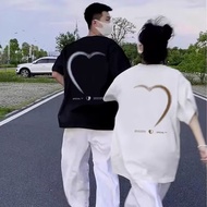 Couple Short t-Shirt Korean Version Love Printed Five-Point Short-Sleeved Top Casual Boy Plain t Sum