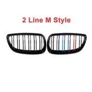 A Pair M Color Gloss Black Car Front Bumper Hood Kidney Grille For BMW 3-Series E92 E93 M3 2006-2009
