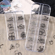 Alittlesearch 20/30/60PCS Alloy Retro Circle Nails Art Charms 3D Punk Style ck White Nail Parts Nail