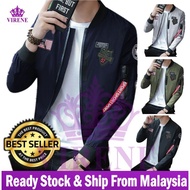 Men Bomber Jacket READY STOCK Korean Fashion Men Slim Fit Bomber Jacket Flag Patch Designs Sportswear Size M - 4XL【Premium Quality】Bomber Jacket Borong Malaysia 540046 - VIRENE COLLECTION