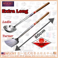 【WUCHT】80cm Stainless Steel Long Pot Soup Frying Ladle Turner Large Shovel Ladle Wooden Handle Sudip