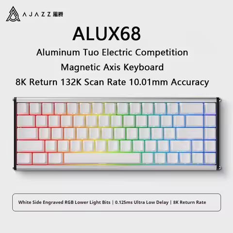 Ajazz Alux68 Magnetic Axis Wired Mechanical Keyboard All Aluminum Cnc Contour Line Customizable Hot 