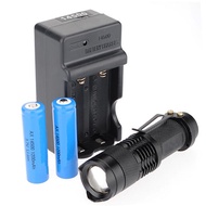 3 Mode Ultrafire Cree Q5 LED 200lm Mini Zoomable Flashlight Torch x2 LR14500/AA Battery Charger Set