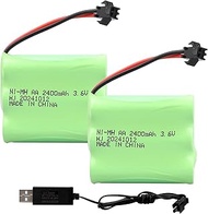 2pcs 3.6V 2400mAh NI-MH Battery with SM 2P Plug AA RC Battery for RC Toy Lighting Power Tools Home A