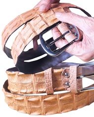 Popular belts are crocodile leather double bone buckle pin buckle