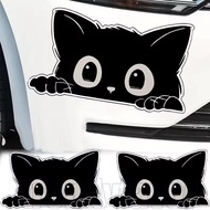 2/4/6Pcs Black Cat Car Stickers - Car Exterior Decoration - for Scratches Cover - Motor Helmet Decal