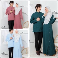 BAJU SEDONDON LELAKI PEREMPUAN SET COUPLE RAYA / JUBAH KURTA SEDONDON AIRAA AIRIEL EMERALD BABY BLUE