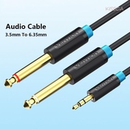 KISSCA 3.5mm To Dual 6.5mm Audio Cable, 2 in 1 Converter 3.5mm To 6.5mm Audio Splitter Cable, Stereo