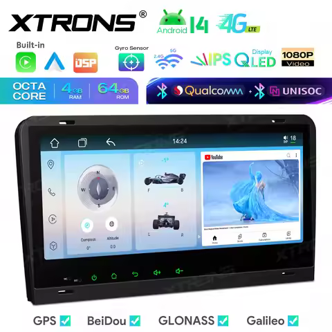 XTRONS 8.8" Android 14 For Audi A3 8P S3 RS3 2003-2012 GPS QLED Screen Car Stereo Multimedia Player