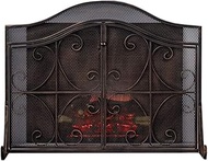 American-Style Home Fireplace Screen Partition With Door, Wrought Iron Paint Fireproof Fireplace Door Decor For Indoor Outdoor (Color : Black) (Bronze Xxl) needed