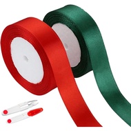 2 Pack Gift Ribbon, Christmas Ribbon, Gift Wrapping Ribbon,0.8 Inch Polyester Satin, Fabric Ribbon f