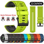 26mm 22mm Sports Band Silicone Watchband Quick Fit Strap For Garmin Fenix 7 7X 6 6X Pro 5 5X Plus 3 3HR 2 Approach S70 S62 S60