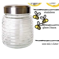 Glass Jar Bee Jar MHR 150 1 Liter/Place To Store Snacks And Candy Jars Eid Jars Multipurpose Glass Kitchen Supplies Airtight Food Containers stainless Lid