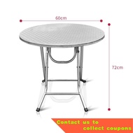 Stainless Steel Foldable round and Square Dining Table Small Apartment Rental Household Dining Table Outdoor Simplicity
