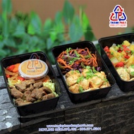 50c Hộp chữ nhật đen đựng thức ăn - Hộp cơm bento đen - Hộp 1000ml chữ nhật đen đựng cơm