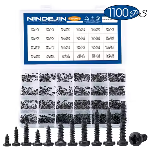 1100pcs Round Pan Head Tapping Screws Set M1.2 M1.4 M1.5 M1.7 M2 Mini Screw laptop computer screw Ph