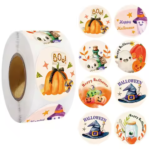 100-500pcs Halloween Stickers Pumpkin Handmade Labels Halloween Gift Decor Stickers Stationery stick