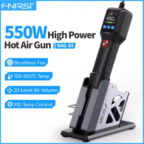 FNIRSI SAG-55 Micro Hot Air Gun 550W with Stand BGA Rework LCD Digital Hair Dryer Soldering Heat Gun