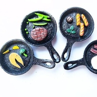 Refrigerator Magnet European Breakfast Milk Bacon Fried Egg Steak Frying Pan Creative Resin Refriger