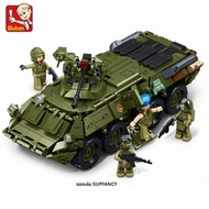 ใหม่ Sluban 611PCS ทหาร BTR-80AS IFV Armored Personnel Carrier Building Blocks ชุดอิฐของเล่นเพื่อการ