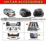 TOYOYA ALPHARD 2008 CONVERT TO 2018 Anh 20 CONVERT 30 FRONT BUMPER DOOR PLATE REAR BUMPER WITH ACCES