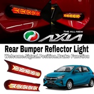 Perodua Axia 2023 New Rear Bumper Reflector Light Signal Brake Welcome Lamp Baru Smoke Red DIY Skirt