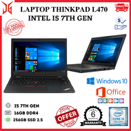 Lenovo ThinkPad L470 Intel Core i5 7th Gen 14" Inch Display Ram 16GB 512GB SSD Window 10 Pro M.offic