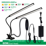 Desktop clip LED Grow Light  full Spectrum 30W/60W พืชกันน้ำเต็มรูปแบบ Grow Light UV IR สำหรับไฟเมล็