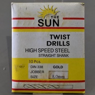 MATA The Sun 8mm iron drill bit 8mm HSS tin coat drill bit/