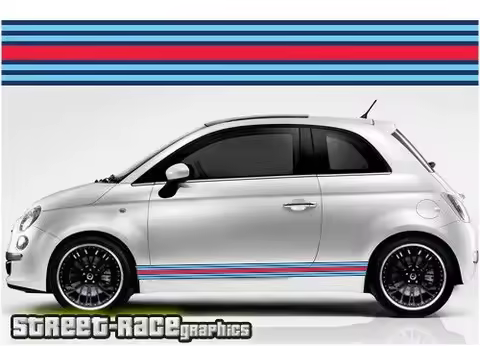 For x2 Fiat 500 side racing stripes 055 Martini style decals vinyl graphics stickers