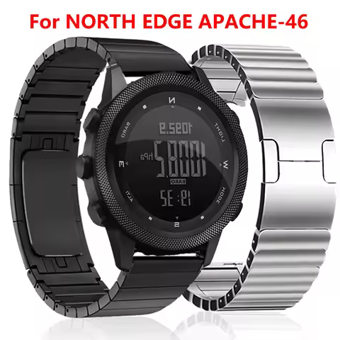 22mm Stainless Steel Band For NORTH EDGE APACHE-46 Metal Bracelet Correa For NORTH EDGE APACHE-46 Sm