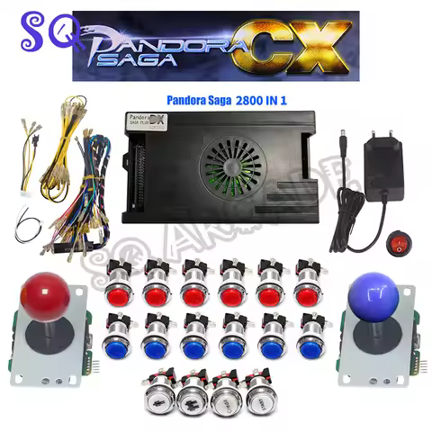 Pandora Saga Cx 2800 in 1 Retro Video Game Diy Kit Joystick Chrome Push Buttons Arcade 2 Players DIY